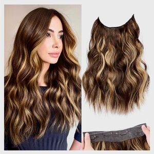 Hair extensions chestnut brown with blonde highlights NWT